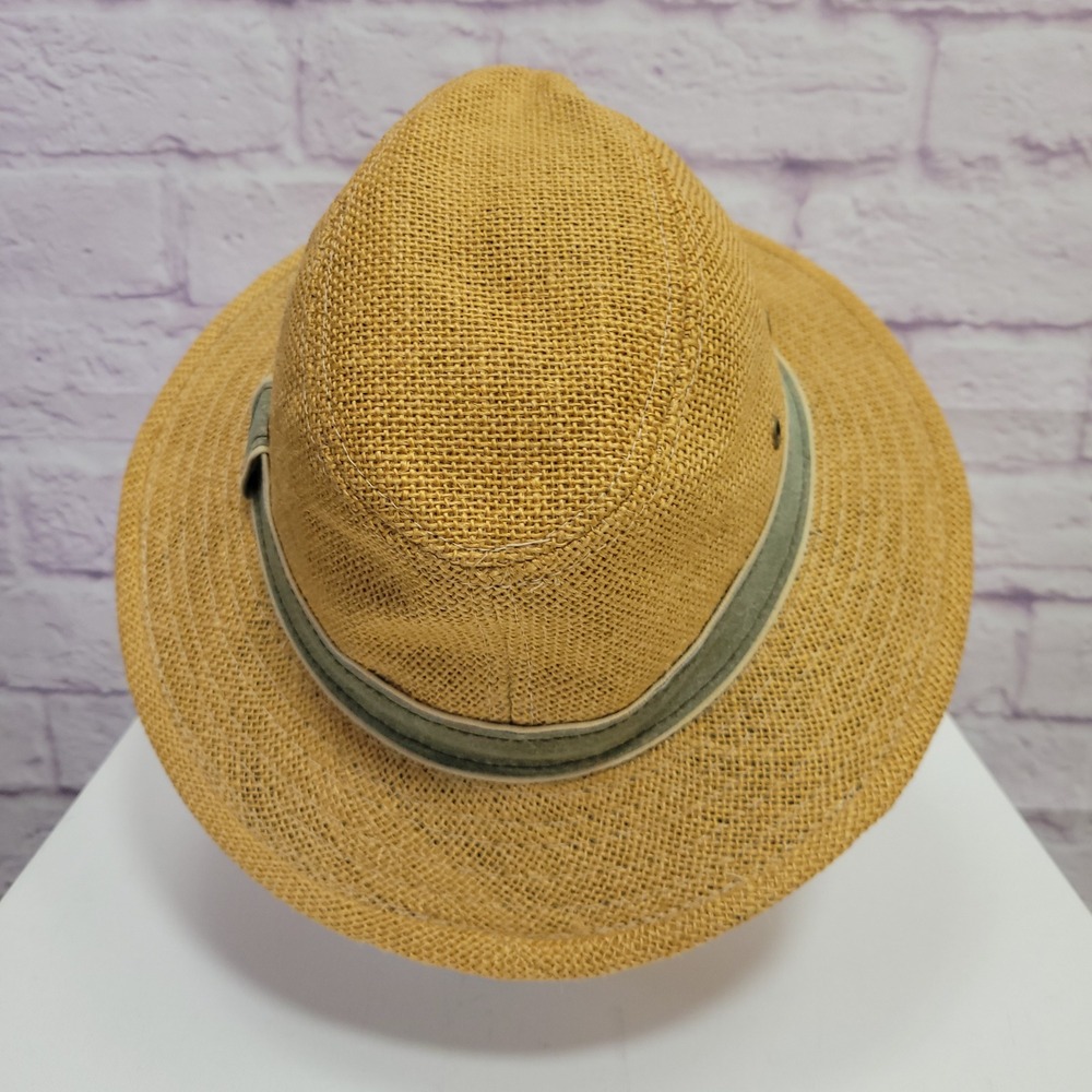 Dorfman Pacific DPC 100% Hemp Fedora Safari Sun Hat M Beige Olive Gorpcore